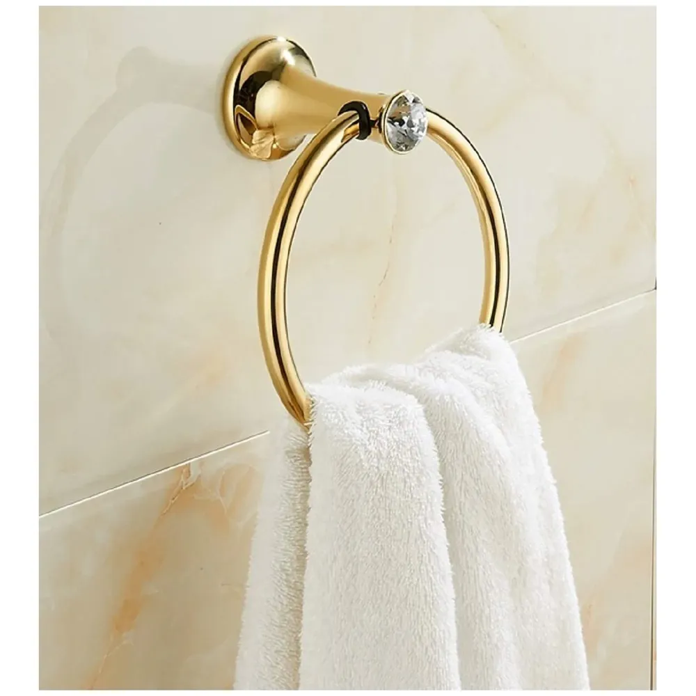 Gold Towel Ring Golden Victorian Round Towel Hanger for Bathroom and Kitchen, Stainless Steel.