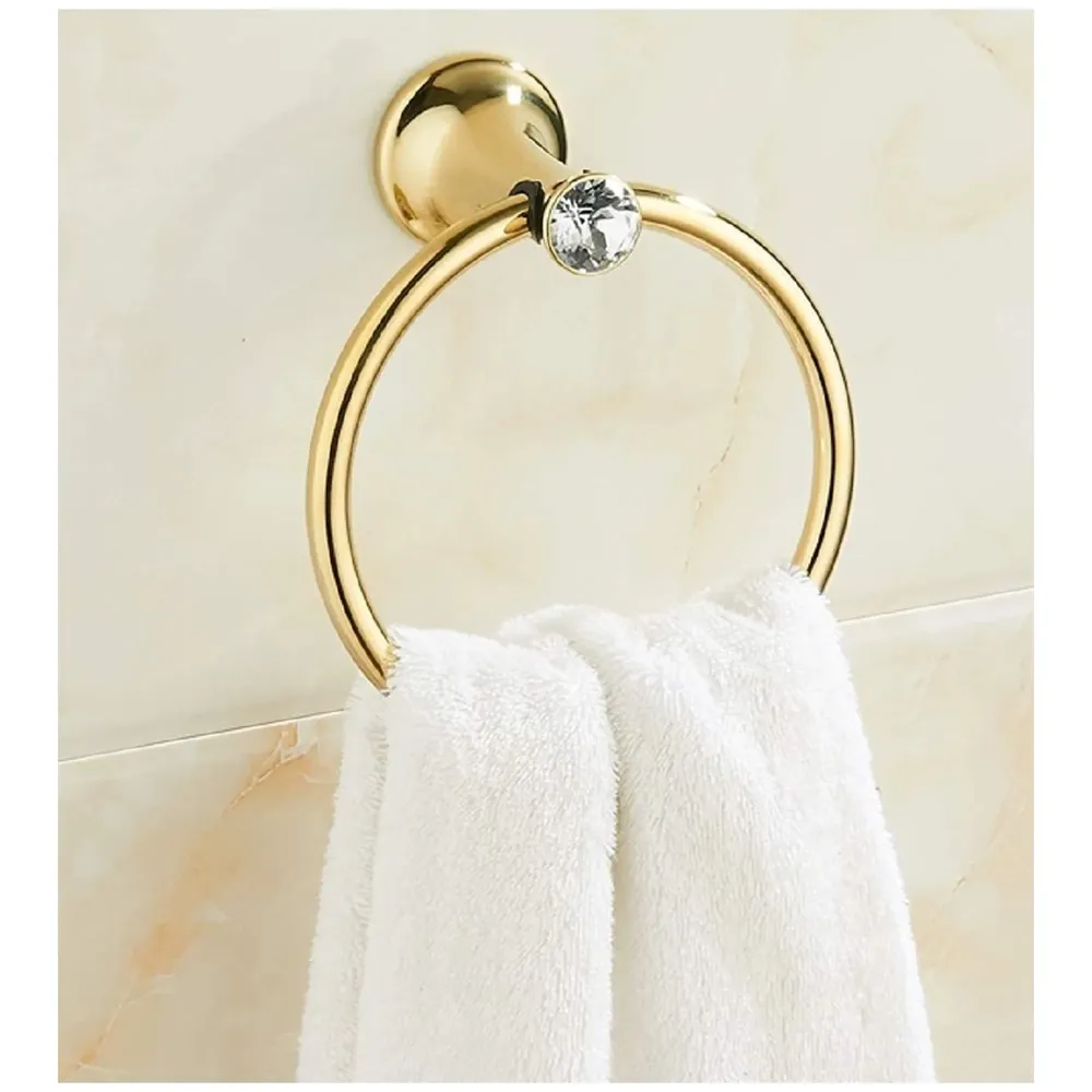 Gold Towel Ring Golden Victorian Round Towel Hanger for Bathroom and Kitchen, Stainless Steel.