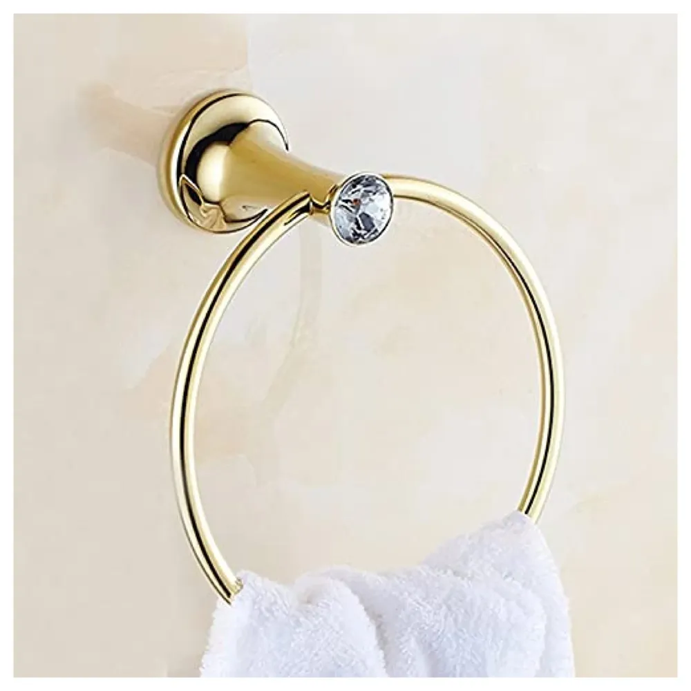 Gold Towel Ring Golden Victorian Round Towel Hanger for Bathroom and Kitchen, Stainless Steel.