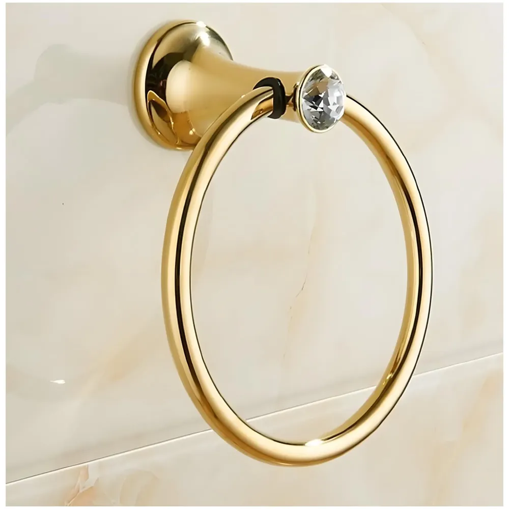 Gold Towel Ring Golden Victorian Round Towel Hanger for Bathroom and Kitchen, Stainless Steel.