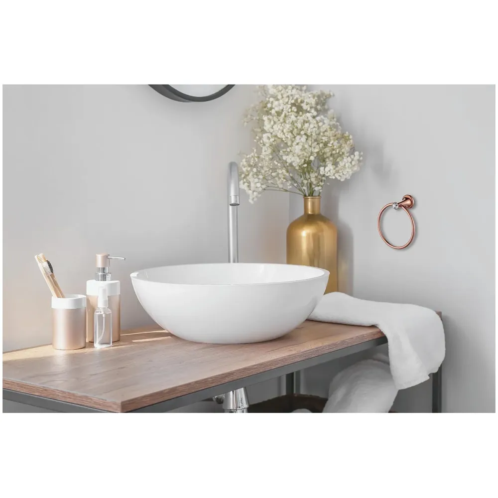 Rose Gold Towel Ring Golden Victorian Round Towel Hanger for Bathroom and Kitchen, Stainless Steel. - 2