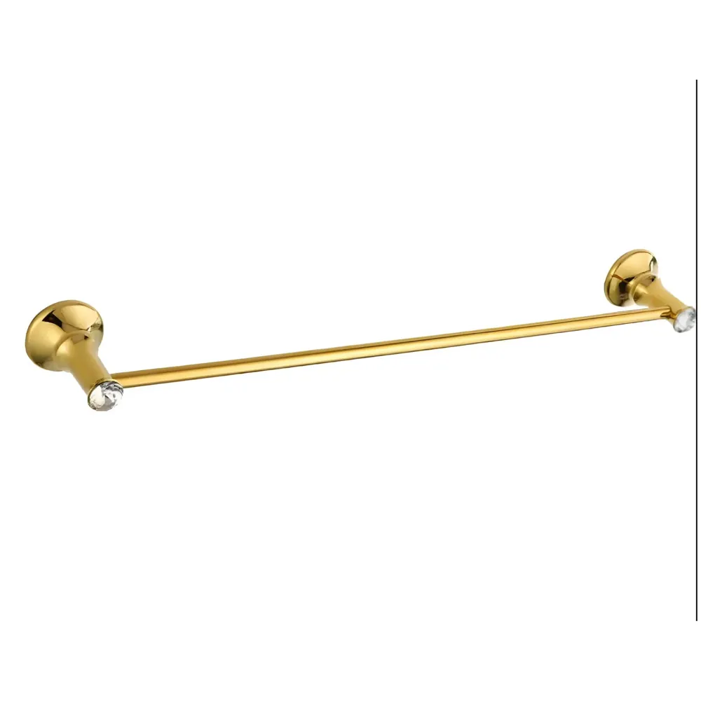 Gold Towel Rod Holder Stainless Steel Victorian Collection Golden Colour with Diamond Rounded Design 60 Cm (2 Feet) Towel Holder for Bathroom Toilets Baths