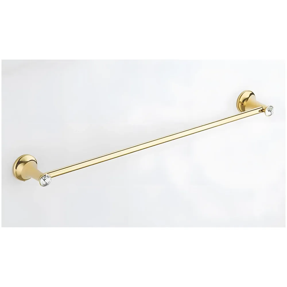 Gold Towel Rod Holder Stainless Steel Victorian Collection Golden Colour with Diamond Rounded Design 60 Cm (2 Feet) Towel Holder for Bathroom Toilets Baths