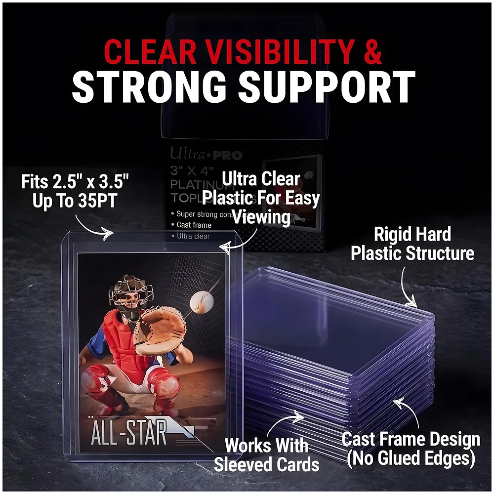 25 Pcs Trading Card Toploaders | 3x4 Inch | 35PT | Ultra Clear Rigid Cast Frame | Fits Poke - Monsters Sports Baseball Football Cards | Works with Sleeved Cards