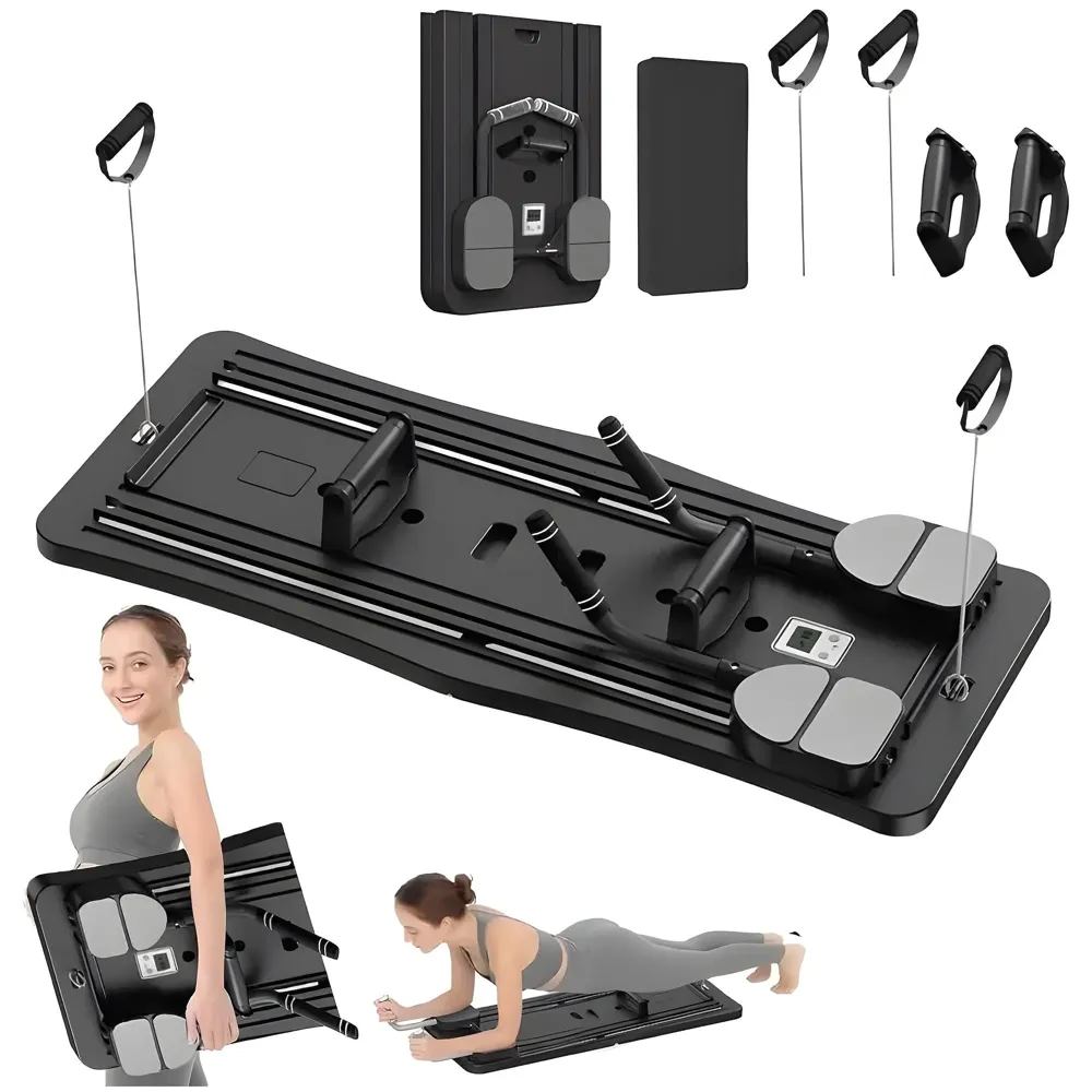 New 2026 Upgraded Pilates Reformer Board & Multifunctional Ab Core Trainer – Foldable Sliding Bodyboard with Automatic Rebound, Timer, and Elbow Support – Home Workout Equipment