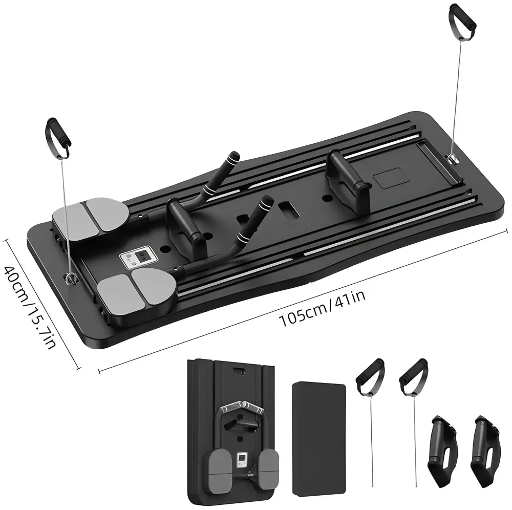 New 2026 Upgraded Pilates Reformer Board & Multifunctional Ab Core Trainer – Foldable Sliding Bodyboard with Automatic Rebound, Timer, and Elbow Support – Home Workout Equipment