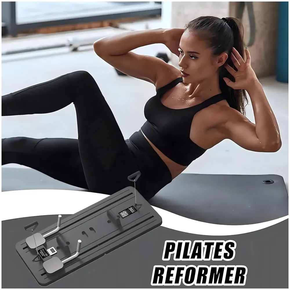 New 2026 Upgraded Pilates Reformer Board & Multifunctional Ab Core Trainer – Foldable Sliding Bodyboard with Automatic Rebound, Timer, and Elbow Support – Home Workout Equipment