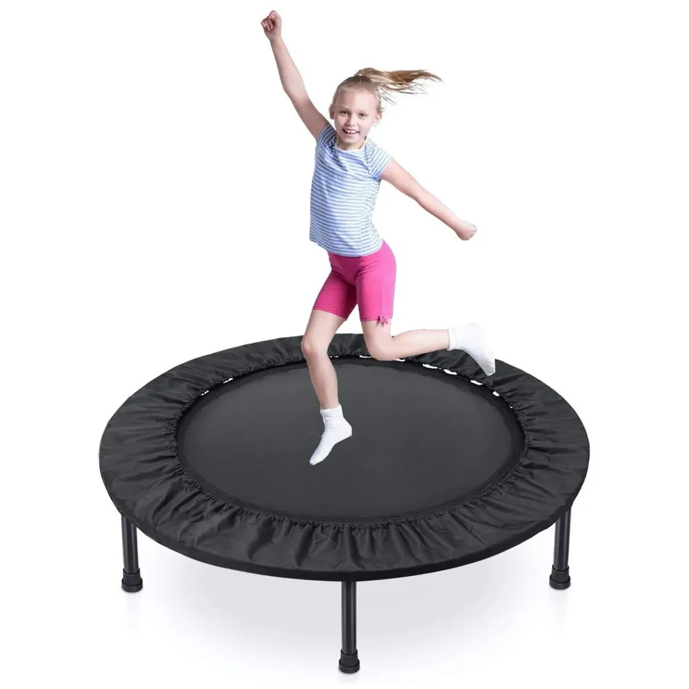 45 Inch Trampoline with Safety Pad, Fitness Trampoline for Indoor and Outdoor Workout Black