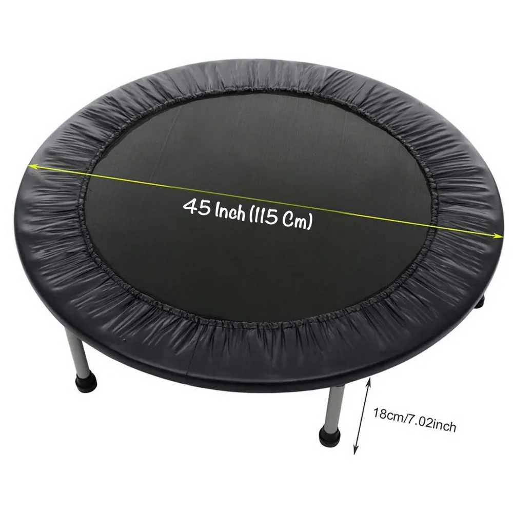 45 Inch Trampoline with Safety Pad, Fitness Trampoline for Indoor and Outdoor Workout Black