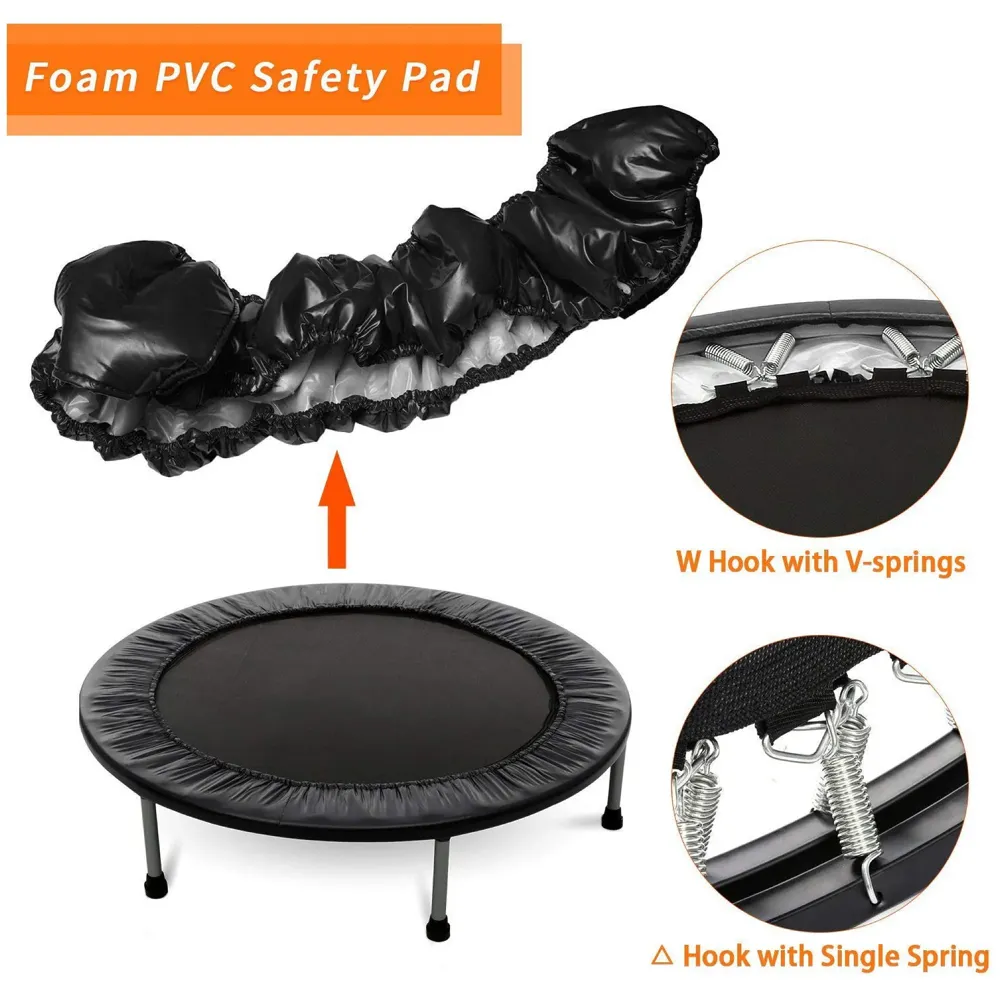 45 Inch Trampoline with Safety Pad, Fitness Trampoline for Indoor and Outdoor Workout Black