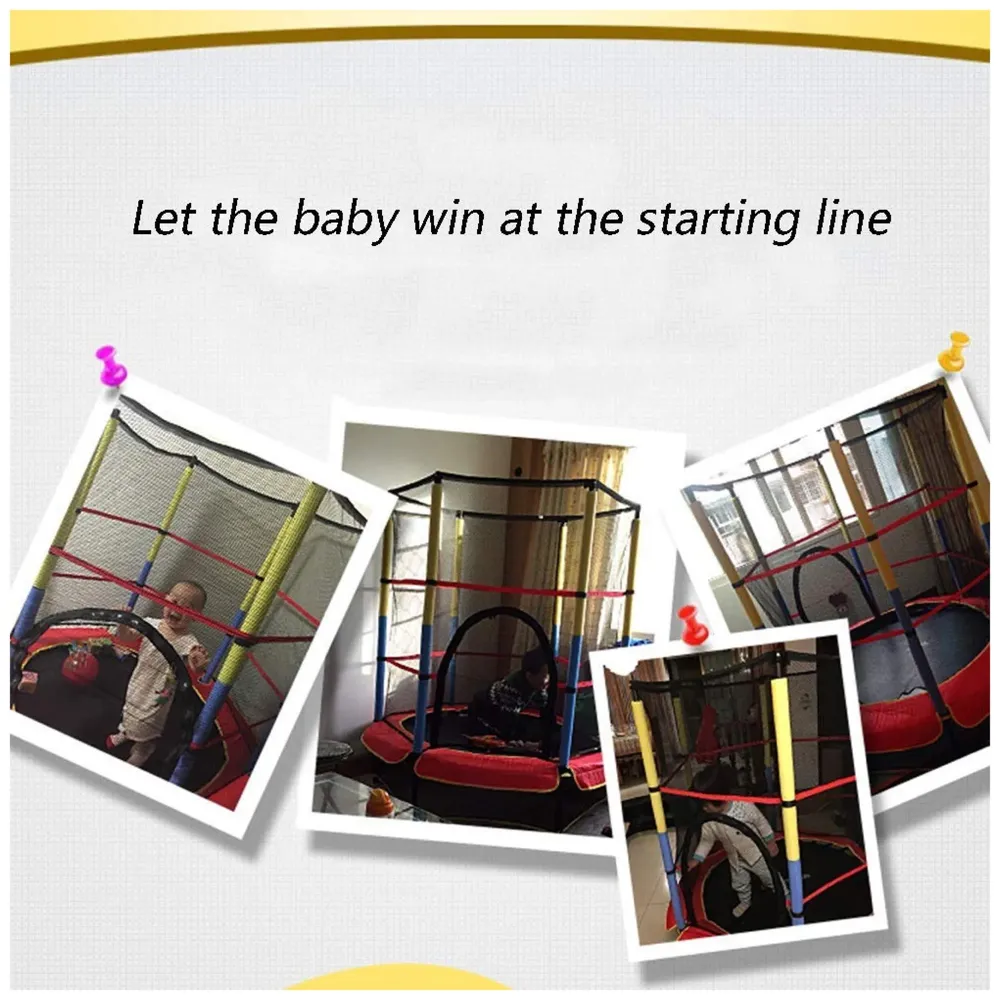 55'' Big Trampoline with Safety Enclosure Net for Indoor Outdoor Jumping Trainers, Max Load 70 kg