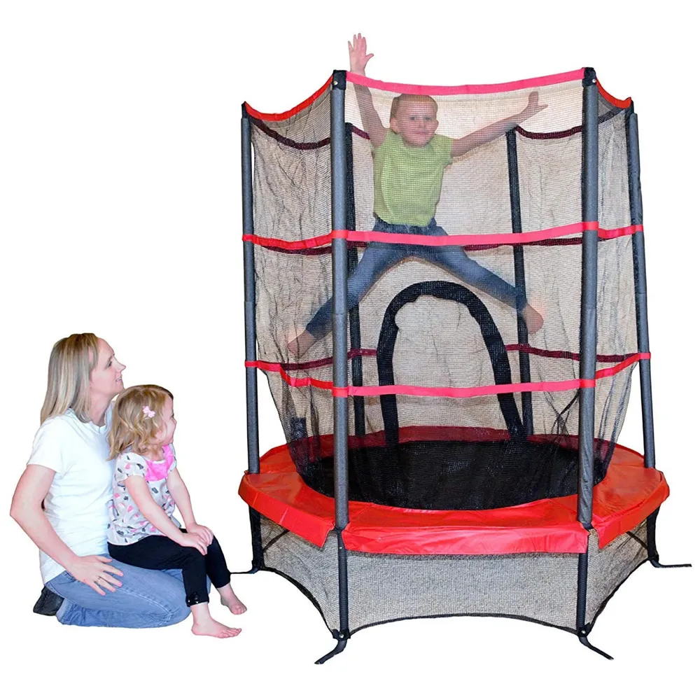 55'' Big Trampoline with Safety Enclosure Net for Indoor Outdoor Jumping Trainers, Max Load 70 kg