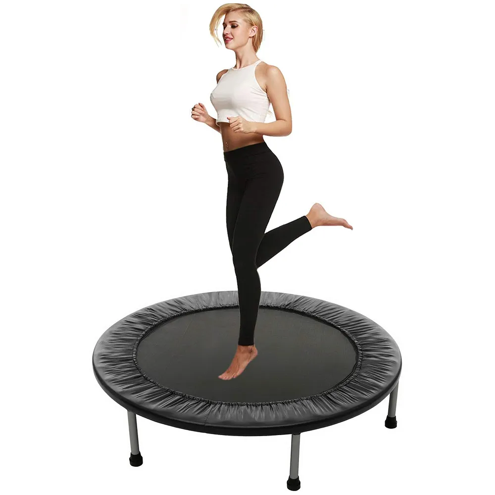 36 Inch Trampoline with Safety Pad, Fitness Trampoline for Indoor and Outdoor Workout, Black for Adults Excercise and Jumping Max Weight 80Kgs Premium