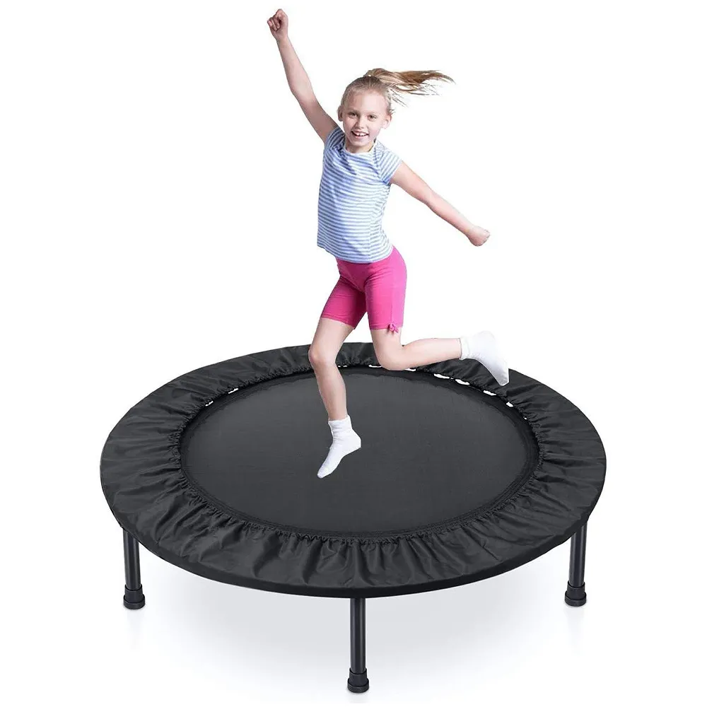 36 Inch Trampoline with Safety Pad, Fitness Trampoline for Indoor and Outdoor Workout, Black for Adults Excercise and Jumping Max Weight 80Kgs Premium