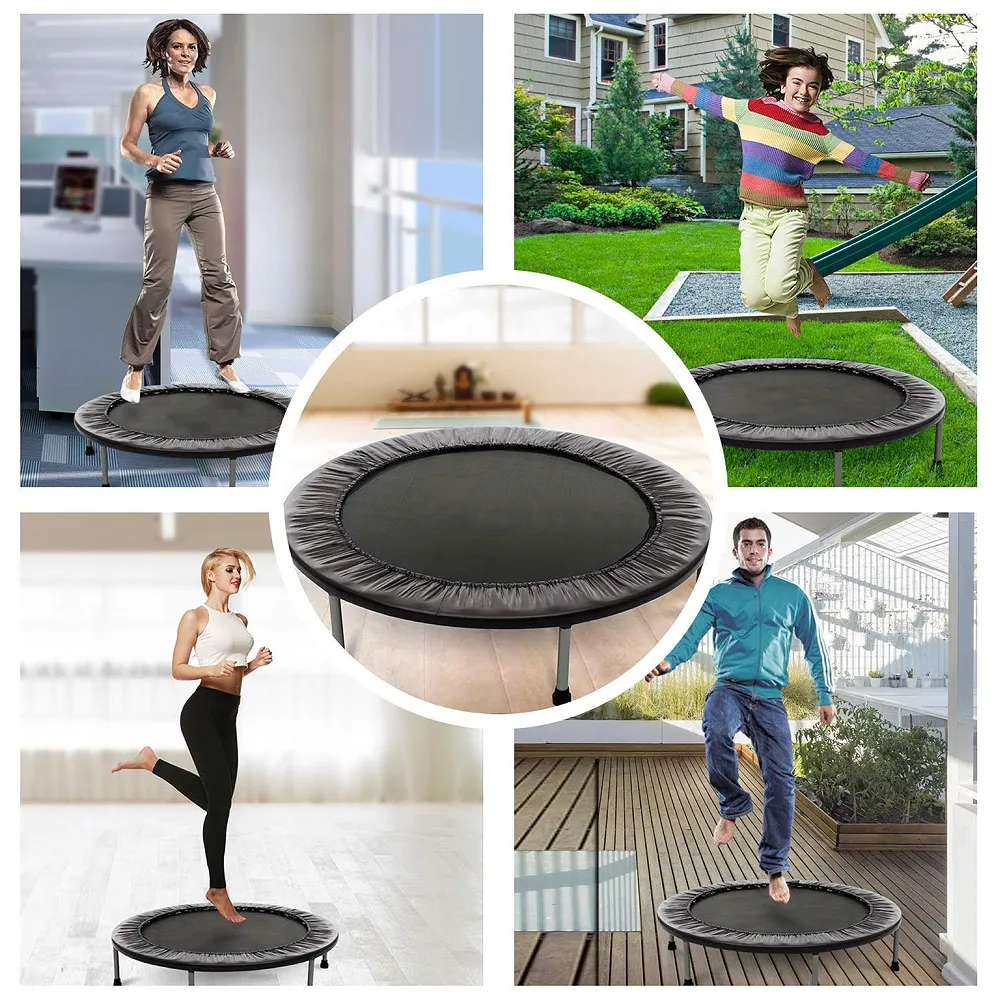 36 Inch Trampoline with Safety Pad, Fitness Trampoline for Indoor and Outdoor Workout, Black for Adults Excercise and Jumping Max Weight 80Kgs Premium