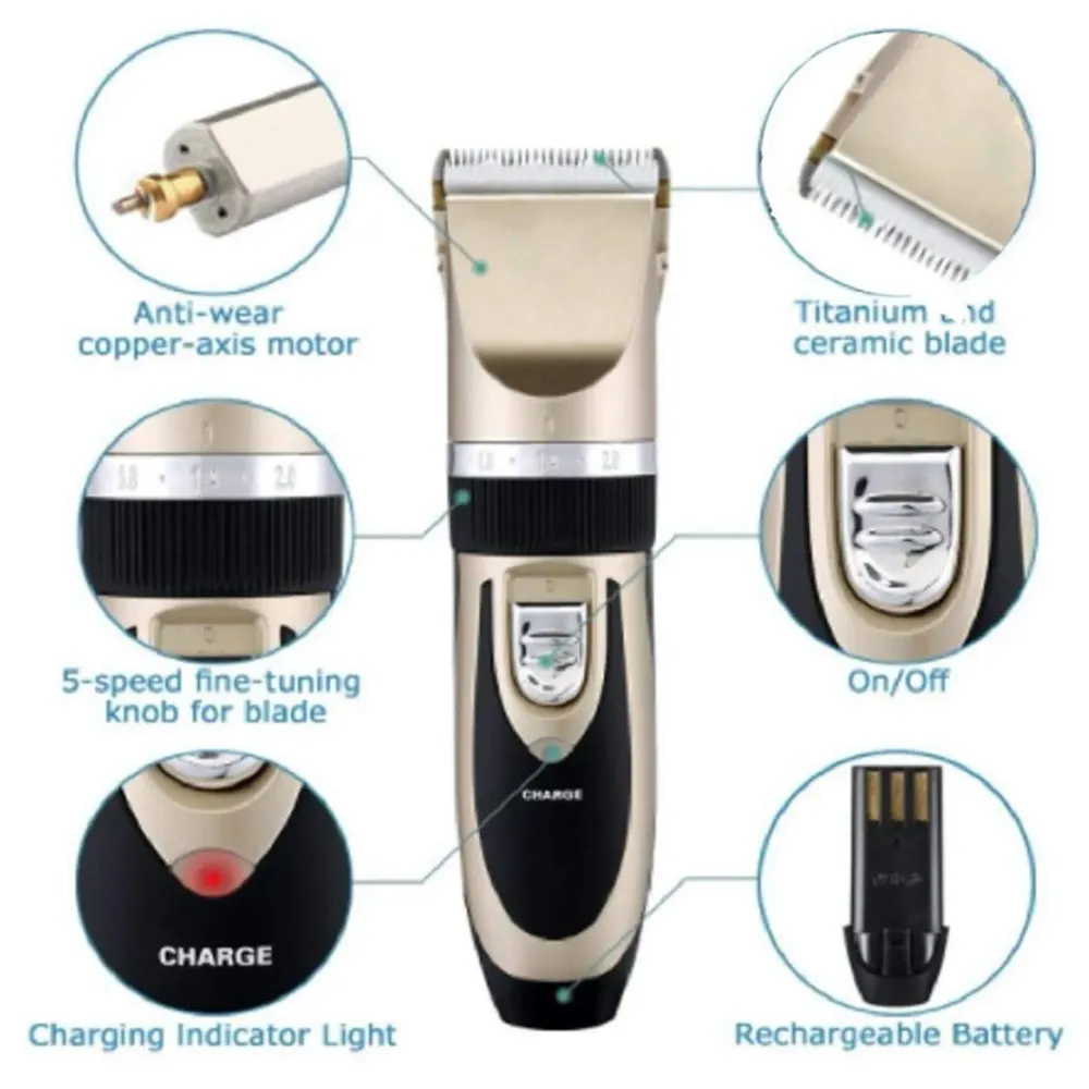 Unisex Professional Automatic Rechargeable Pet Hair Trimmer for Dogs And Cats (Trimmer), Gold