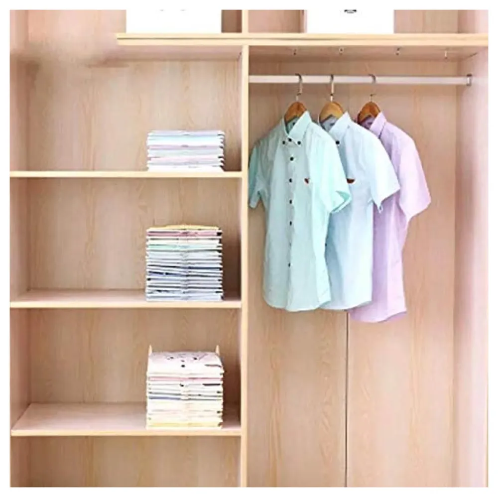 Stackable Folded T-Shirt Clothing Organizer l for Drawers, Dresser, Shelves, Suitcase, Wardrobe, Cabinets l Large (Jeans/Pants), Pack of 6 (Neutral, Regular (32 x 26 Cm)) - 6
