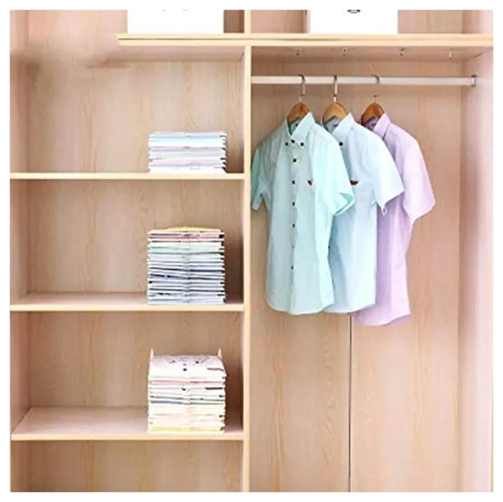 Stackable Folded T-Shirt Clothing Organizer l for Drawers, Dresser, Shelves, Suitcase, Wardrobe, Cabinets l Large (Jeans/Pants), Pack of 6 (Neutral, Regular (32 x 26 Cm))