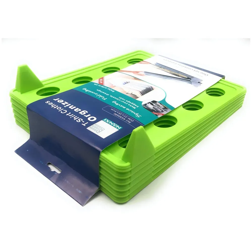 Stackable Folded T-Shirt Clothing Organizer l for Drawers, Dresser, Shelves, Suitcase, Wardrobe, Cabinets l Large (Jeans/Pants), Pack of 6 (Green, Regular (32 x 26 Cm))