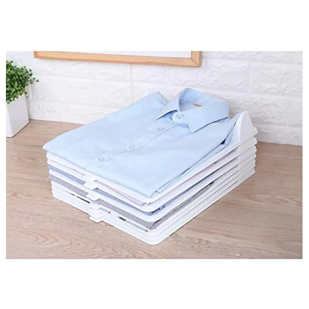 Stackable Folded T-Shirt Clothing Organizer l for Drawers, Dresser, Shelves, Suitcase, Wardrobe, Cabinets l Large (Jeans/Pants), Pack of 6 (Green, Regular (32 x 26 Cm))