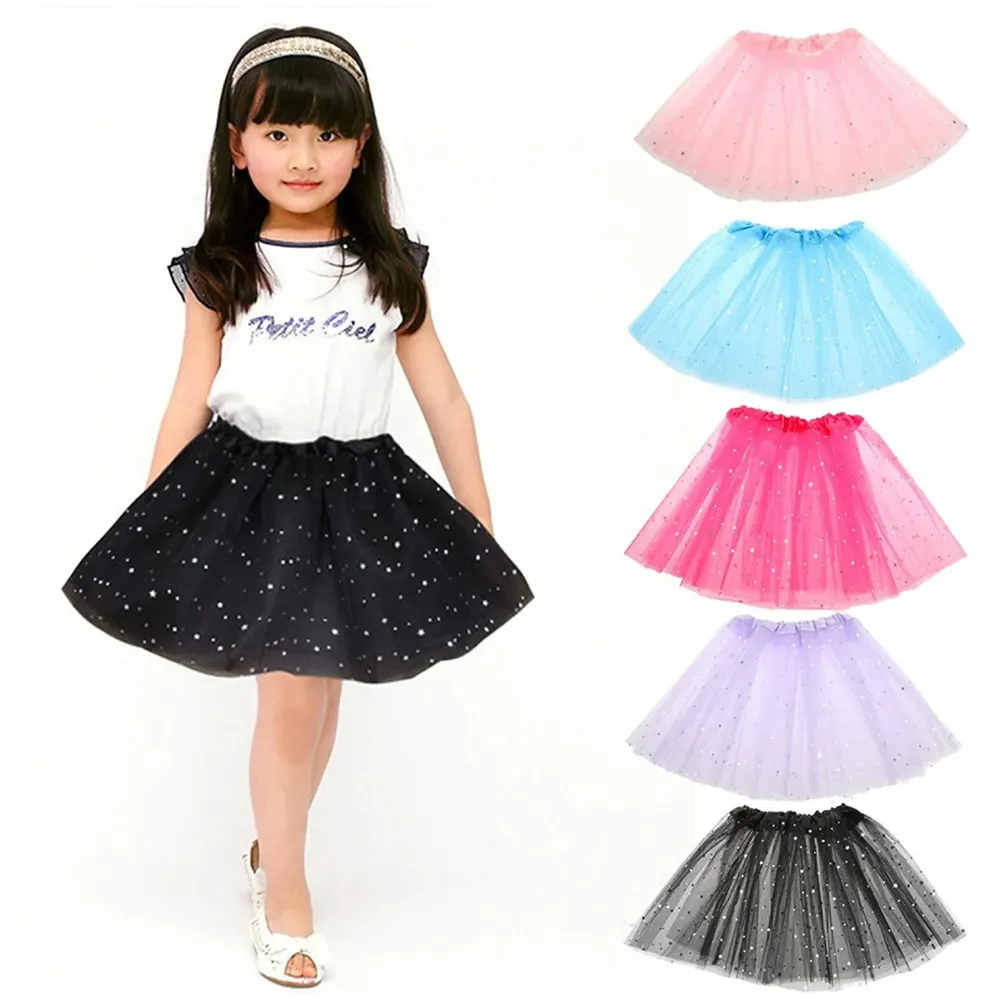 Tutu Skirt – Pink Stars Princess Girl's Pettiskirt With Sparkling Stars Dress-Up Tutu Tulle Skirt / Mini Skirt For Ballet Dance Photography Prop Costume Outfit Party Dance wear ~ 30 cm Length ~ 46 - 86 cm Waist (18-34 inches ) - 4