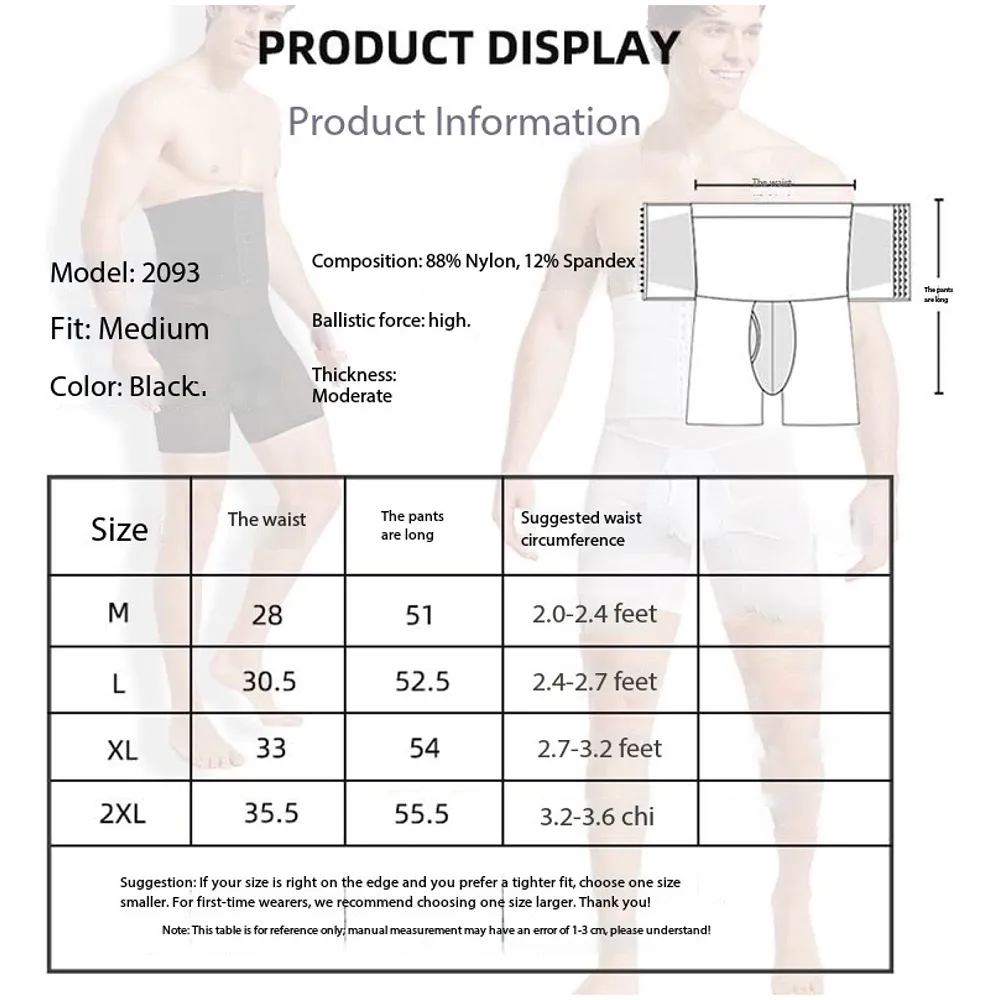 Tummy Tucker for Men, 3 Way Adjustable, Breathable, Black, Polyester and Spandex, Invisible for Compression and Support Hide Stomach Side Fat Underwear (Black XL 33-35 Waist)
