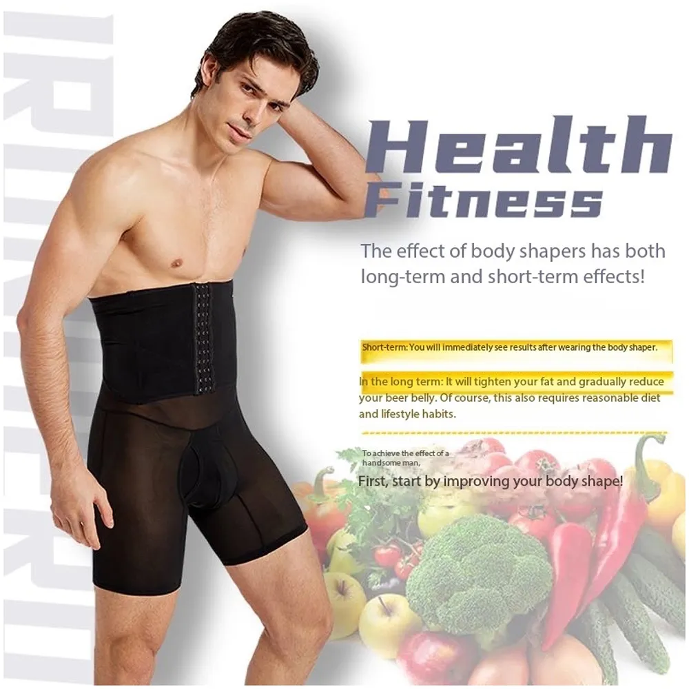 Tummy Tucker for Men, 3 Way Adjustable, Breathable, Black, Polyester and Spandex, Invisible for Compression and Support Hide Stomach Side Fat Underwear (Black XL 33-35 Waist)