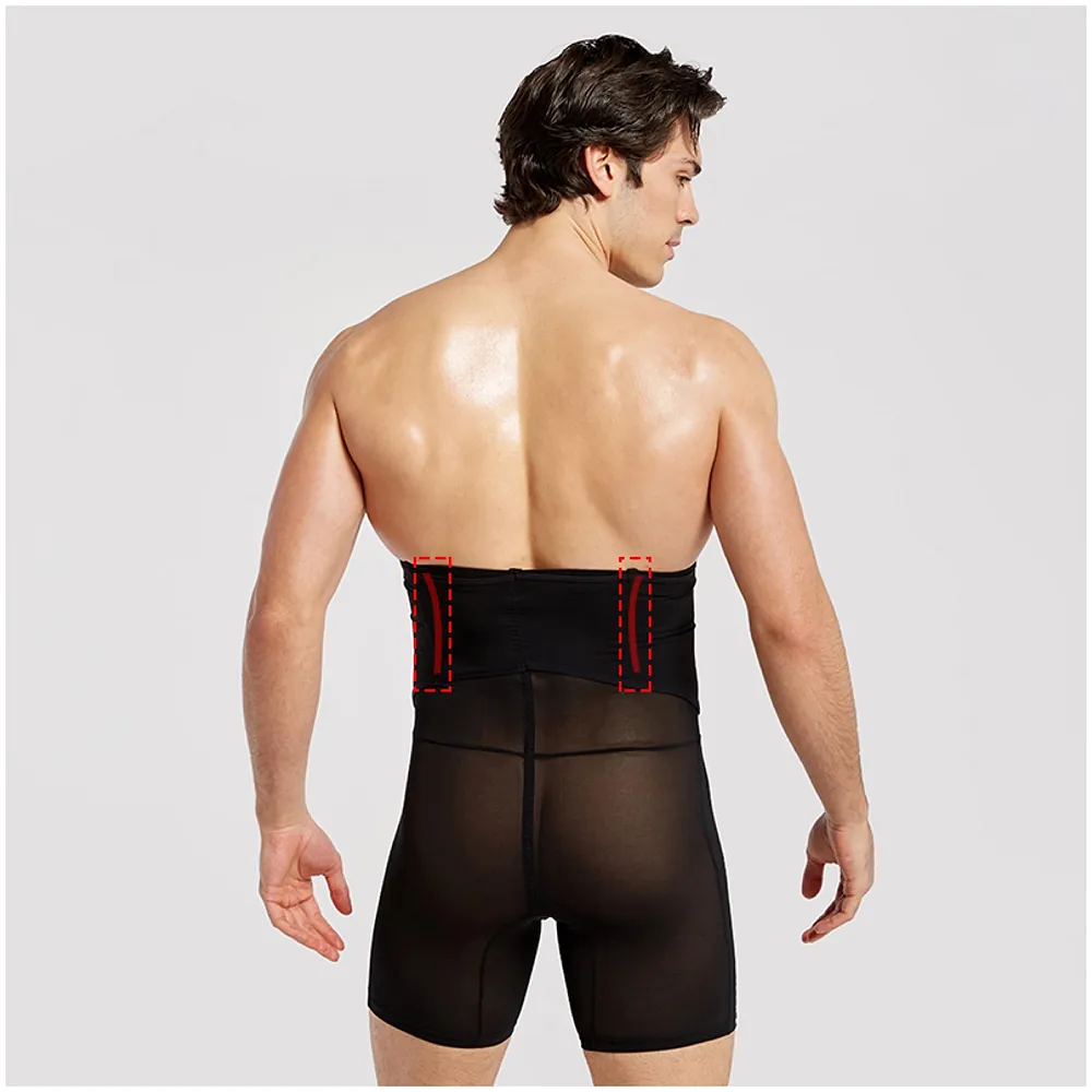 Tummy Tucker for Men, 3 Way Adjustable, Breathable, Black, Polyester and Spandex, Invisible for Compression and Support Hide Stomach Side Fat Underwear (Black XL 33-35 Waist)