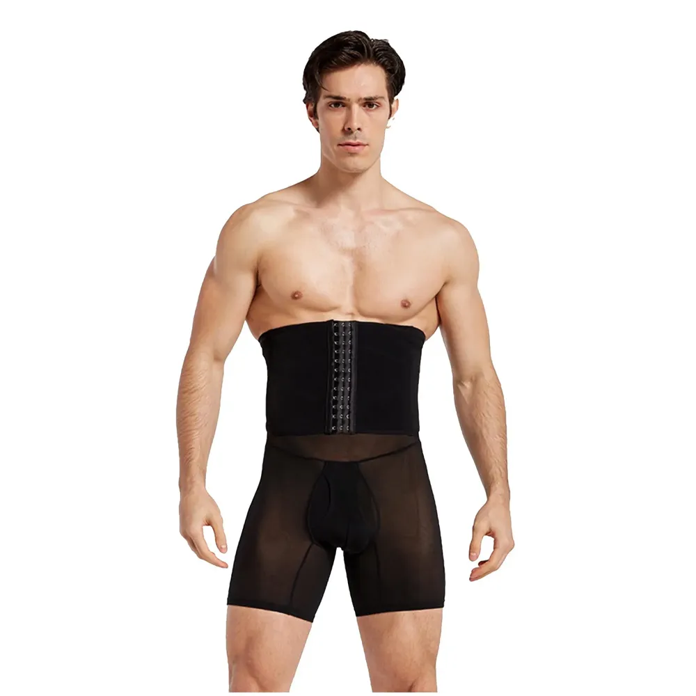 Tummy Tucker for Men, 3 Way Adjustable, Breathable, Black, Polyester and Spandex, Invisible for Compression and Support Hide Stomach Side Fat Underwear (Black XXL 35-37 Waist)