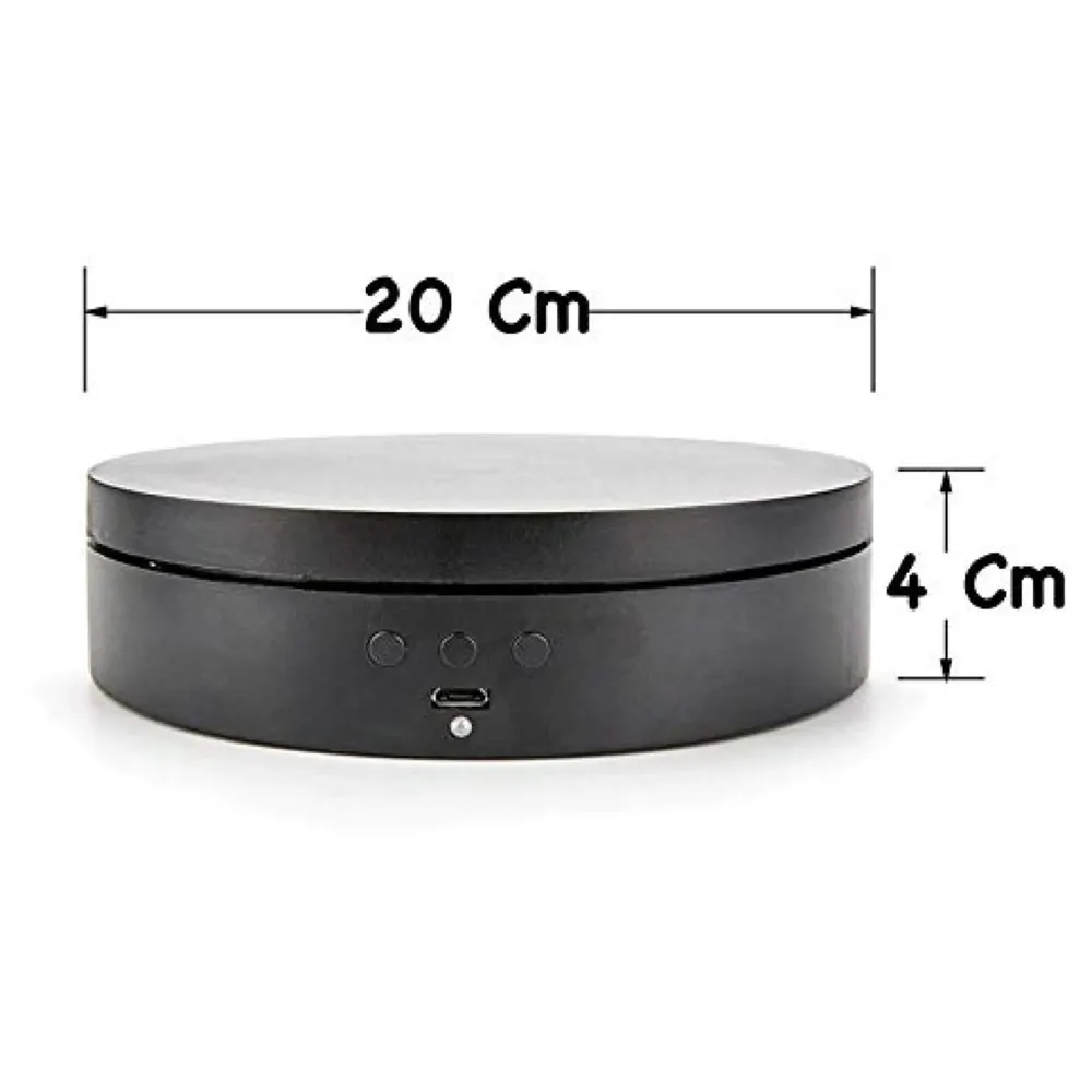 Rotating Display Stand, 360 Degree Electric Rotating Turntable With Felt Finish for Photography Products Display, Jewellery, Cake and Collectibles, 4 Kgs Load, 8 Inch Diameter (Black)