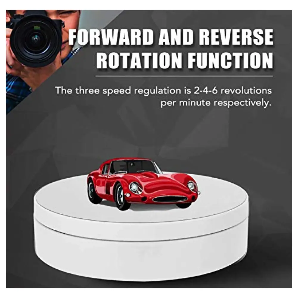 Rotating Display Stand, 360 Degree Electric Rotating Turntable With Felt Finish for Photography Products Display, Jewellery, Cake and Collectibles, 4 Kgs Load, 8 Inch Diameter (White) - 3