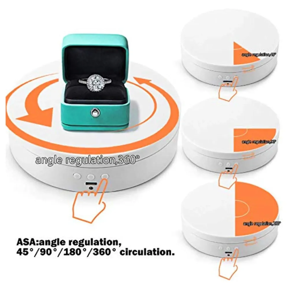 Rotating Display Stand, 360 Degree Electric Rotating Turntable With Felt Finish for Photography Products Display, Jewellery, Cake and Collectibles, 4 Kgs Load, 8 Inch Diameter (White) - 7