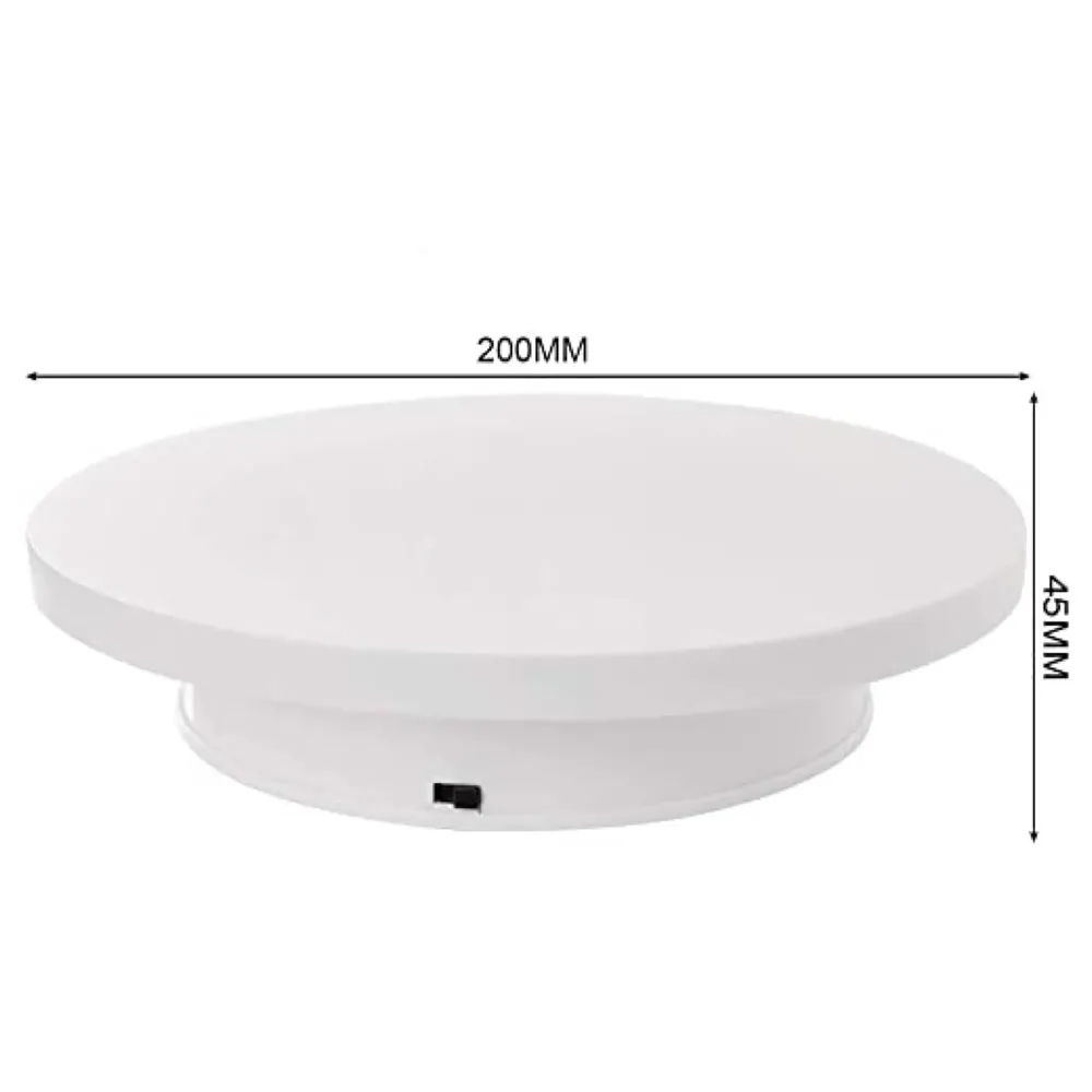 Automatic Rotating Display Stand, 360 Degree Electric Rotating Turntable With Felt Finish for Photography Products Display, Jewellery, Cake, 4 Kgs Load, 8 Inch Diameter (White)