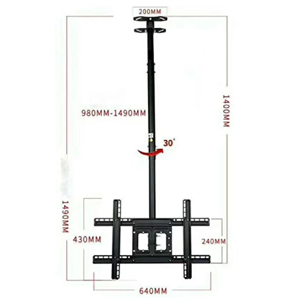 Premium Heavy Duty Full Motion Cantilever Tilt Swivel Ceiling Mount Bracket for 32" inch to 70” LED, LCD and Plasma TV for VESA sizes 100 x 100 upto 600 x 400 mm (Ceiling Swivel 32''- 70'')