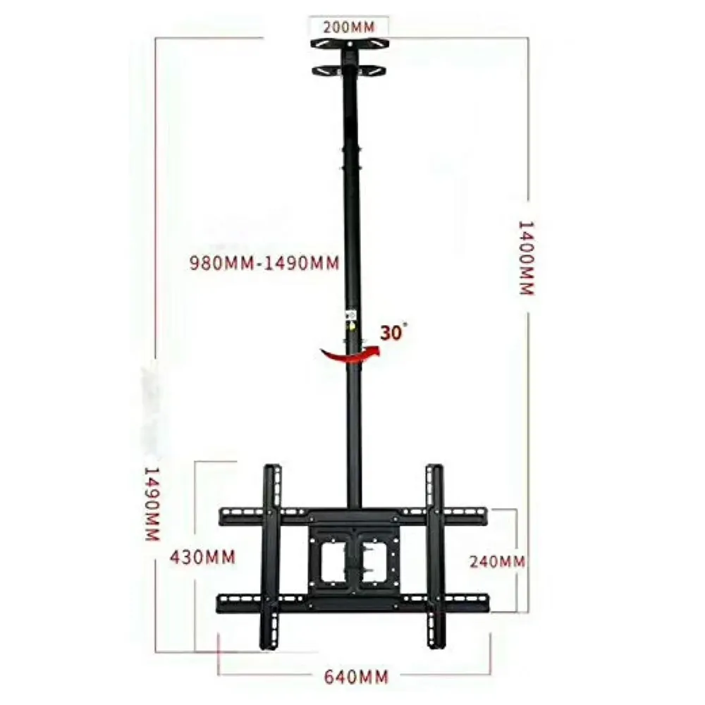 Premium Heavy Duty Full Motion Cantilever Tilt Swivel Ceiling Mount Bracket for 32" inch to 70” LED, LCD and Plasma TV for VESA sizes 100 x 100 upto 600 x 400 mm (Ceiling Swivel 32''- 70'')