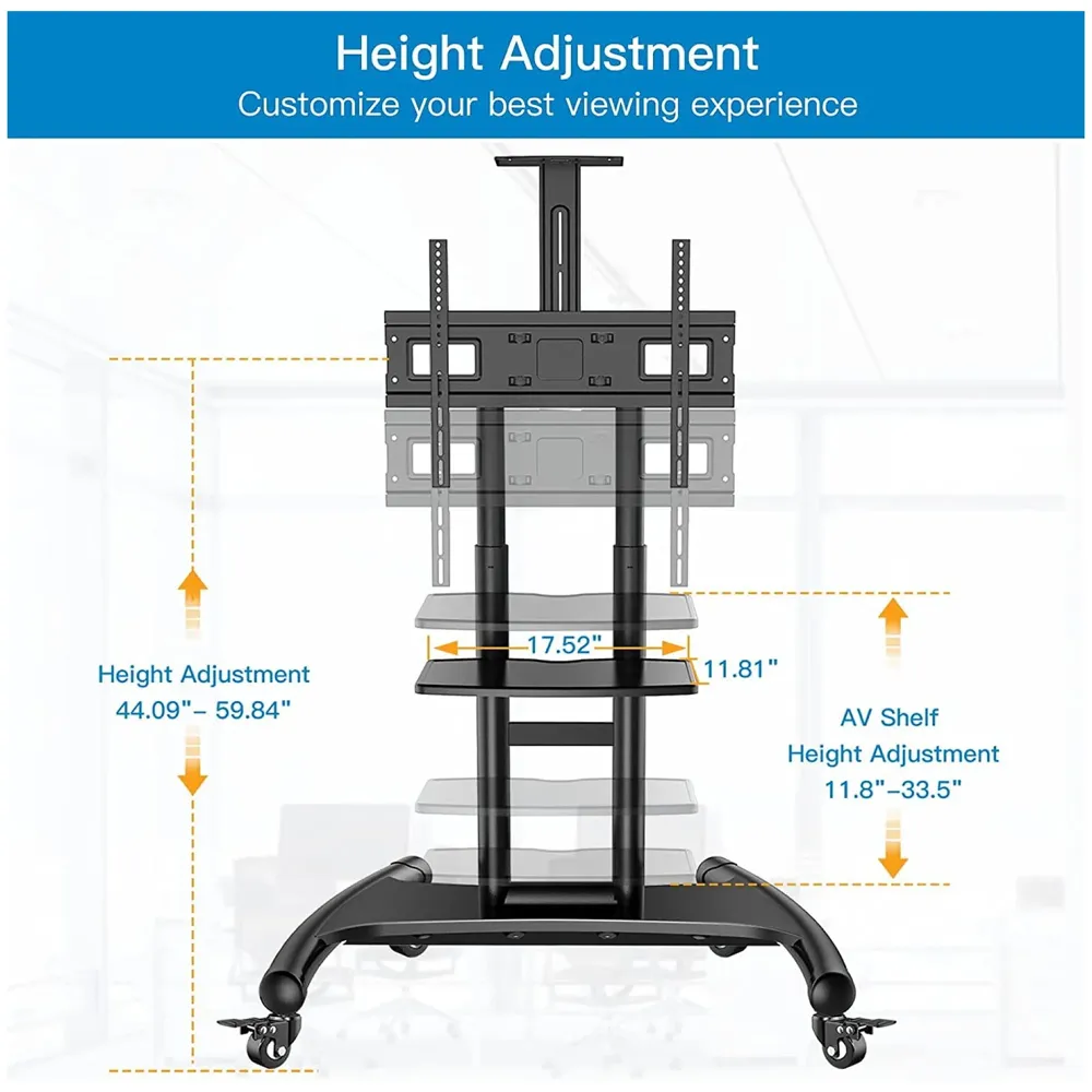 Mobile TV Cart TV Stand with Wheels for 32 to 65 Inch LCD LED OLED Plasma Flat Panel Screens Up to 45 Kgs Tv Trolley - 3