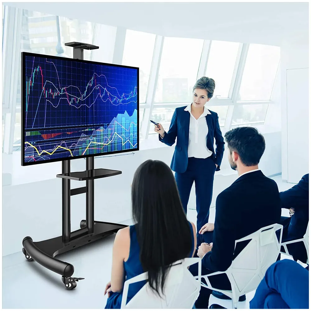Mobile TV Cart TV Stand with Wheels for 32 to 65 Inch LCD LED OLED Plasma Flat Panel Screens Up to 45 Kgs Tv Trolley - 5