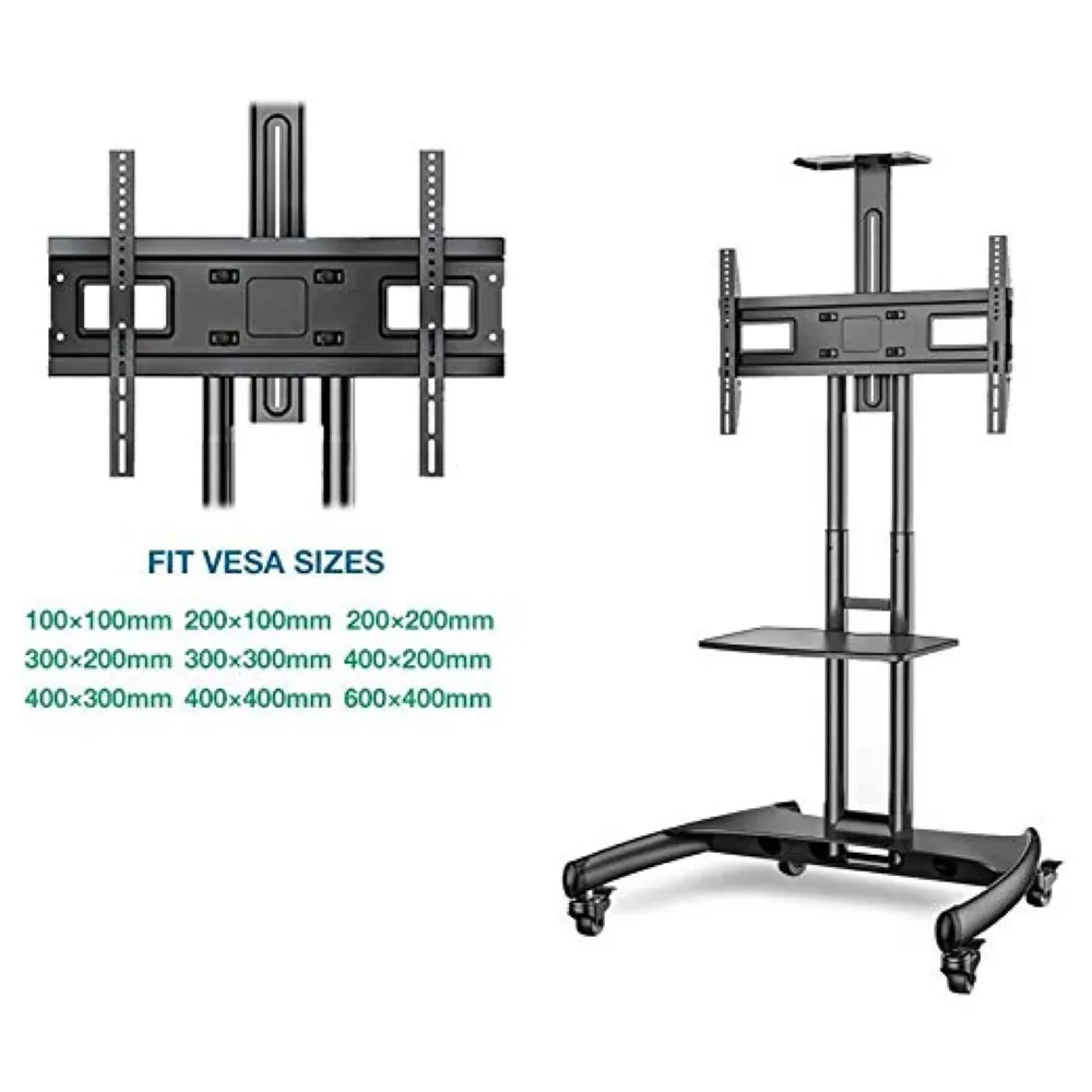 Mobile TV Cart TV Stand with Wheels for 32 to 65 Inch LCD LED OLED Plasma Flat Panel Screens Up to 45 Kgs Tv Trolley - 6