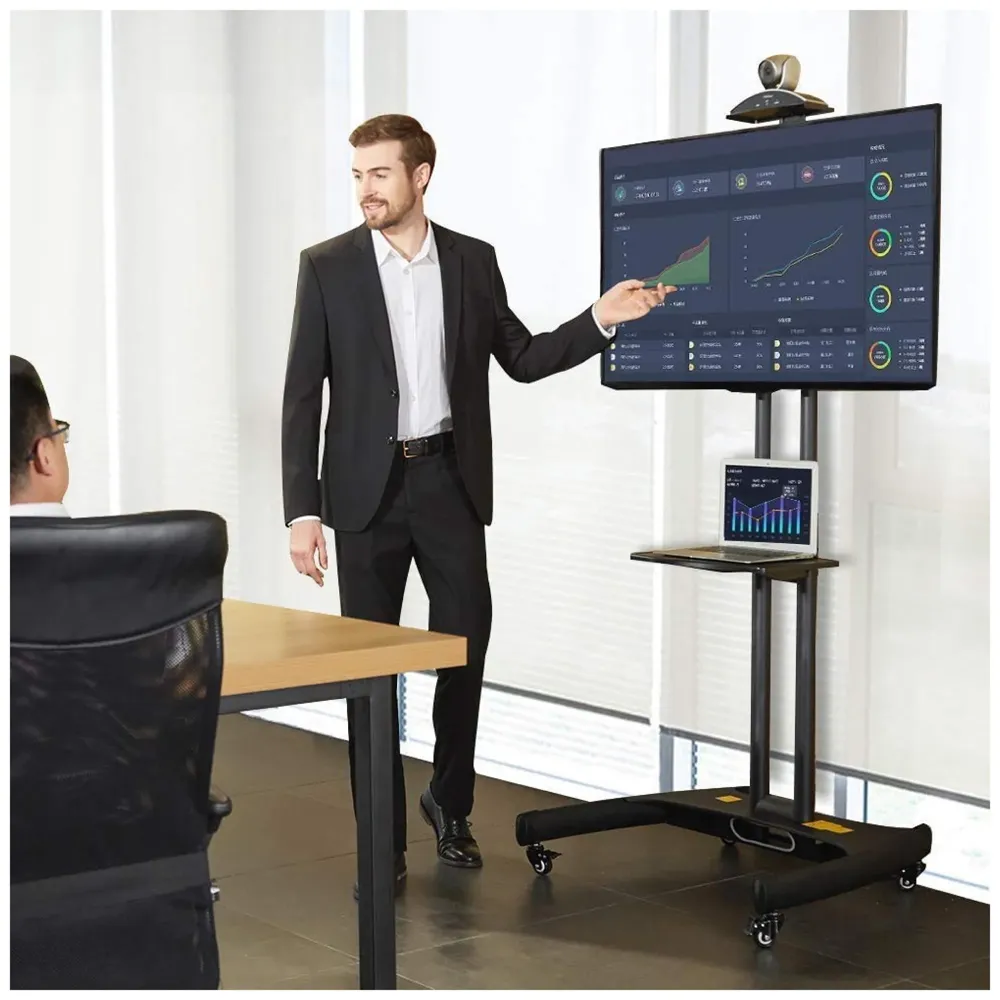 Mobile TV Cart TV Stand with Wheels for 32 to 65 Inch LCD LED OLED Plasma Flat Panel Screens Up to 45 Kgs Tv Trolley - 8