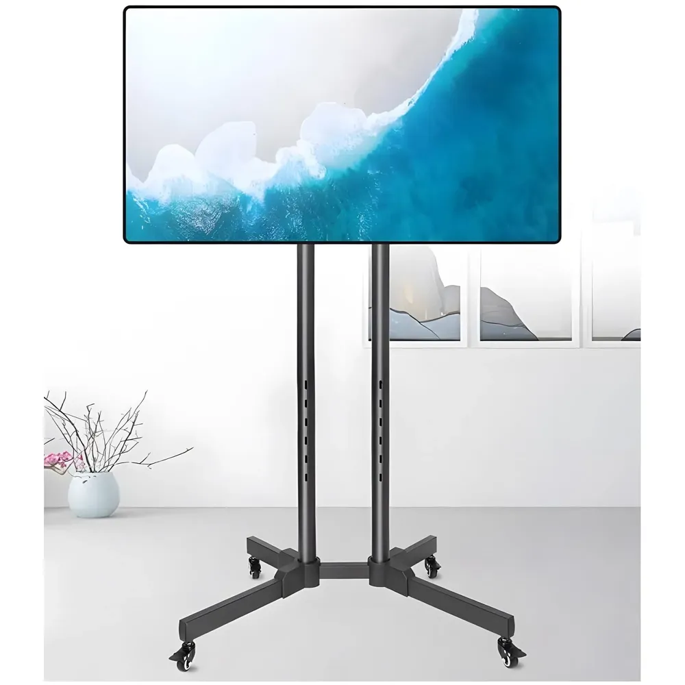 tv Trolley Stand Mount Bracket with Wheels for 32-55 inch tv moveable Height Adjustable Tilt Adjust Tv for Homes and Commercial max Vesa 600mm x 400mm - 3