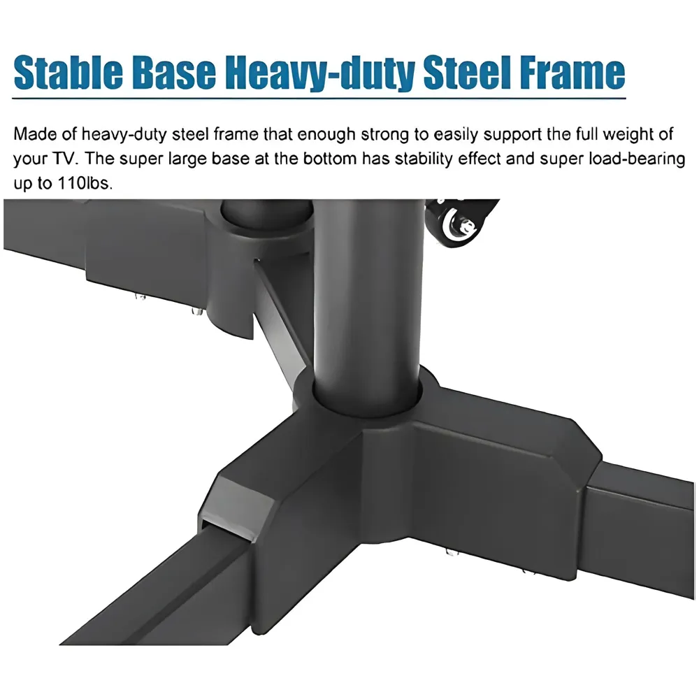 tv Trolley Stand Mount Bracket with Wheels for 32-55 inch tv moveable Height Adjustable Tilt Adjust Tv for Homes and Commercial max Vesa 600mm x 400mm - 5