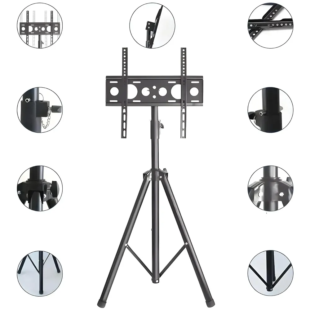 TV Tripod 32 to 55 inch for LCD LED OLED TV Display Floor Stand, Portable Height Adjustable Mount, Black 400 x 400 mm Vesa - 2