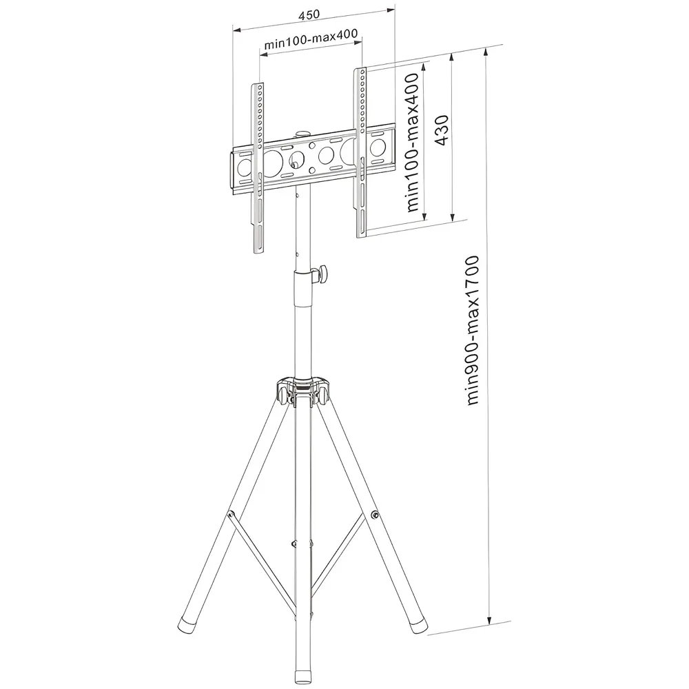 TV Tripod 32 to 55 inch for LCD LED OLED TV Display Floor Stand, Portable Height Adjustable Mount, Black 400 x 400 mm Vesa - 7