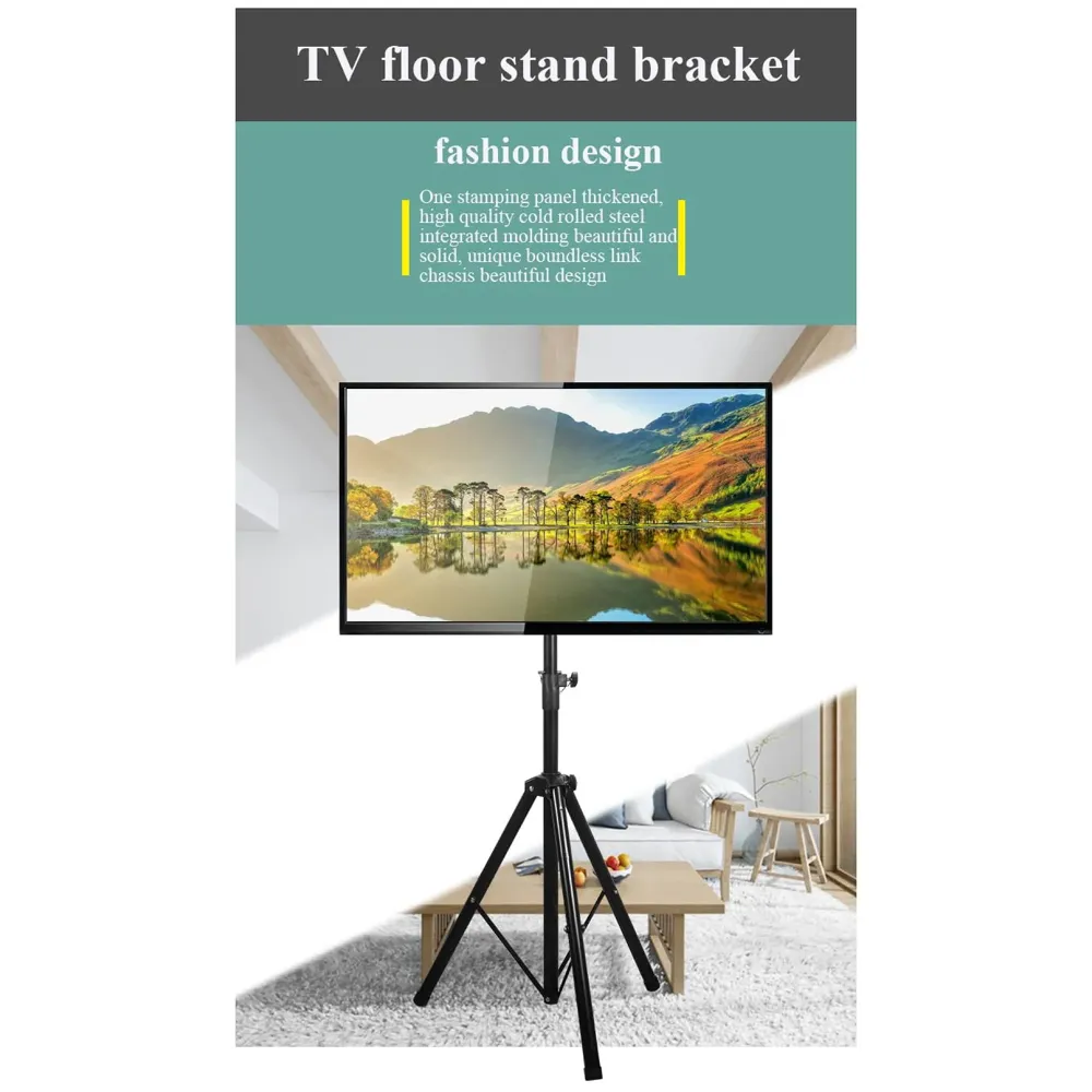 TV Tripod 32 to 55 inch for LCD LED OLED TV Display Floor Stand, Portable Height Adjustable Mount, Black 400 x 400 mm Vesa - 8