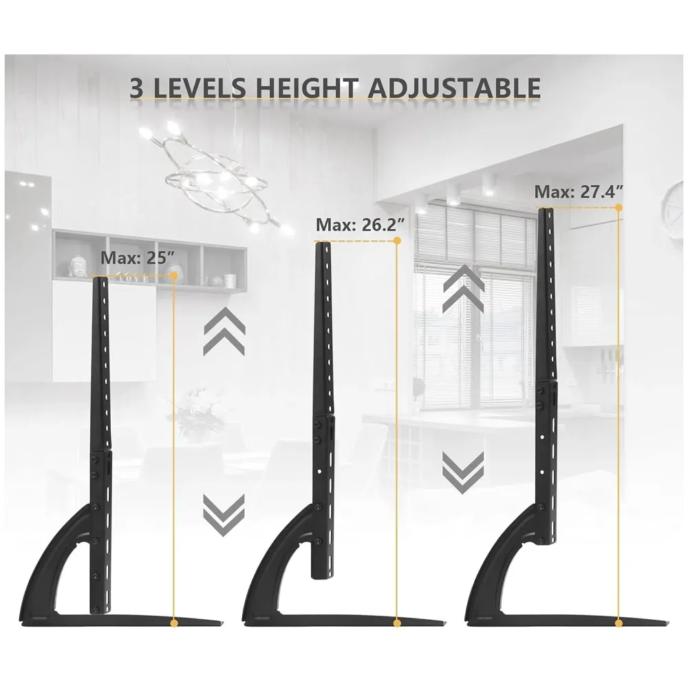 Universal Table Top TV Stand for Most 27 30 32 37 40 43 47 50 55 60 65 Inch Plasma LCD LED Flat or Curved Screen TVs with Height Adjustment, VESA Patterns up to 800x400 mm - 2