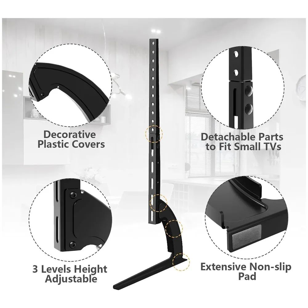 Universal Table Top TV Stand for Most 27 30 32 37 40 43 47 50 55 60 65 Inch Plasma LCD LED Flat or Curved Screen TVs with Height Adjustment, VESA Patterns up to 800x400 mm - 4