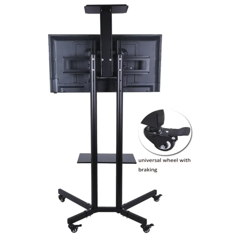 Premium Heavy Duty Full Motion Swivel Floor Stand TV Trolley with Brackets for 32" inch to 75” LED, LCD and Plasma TV for VESA Sizes 100 x 100 Upto 600 x 400 mm (Trolley 1500 2 Shelves) - 7