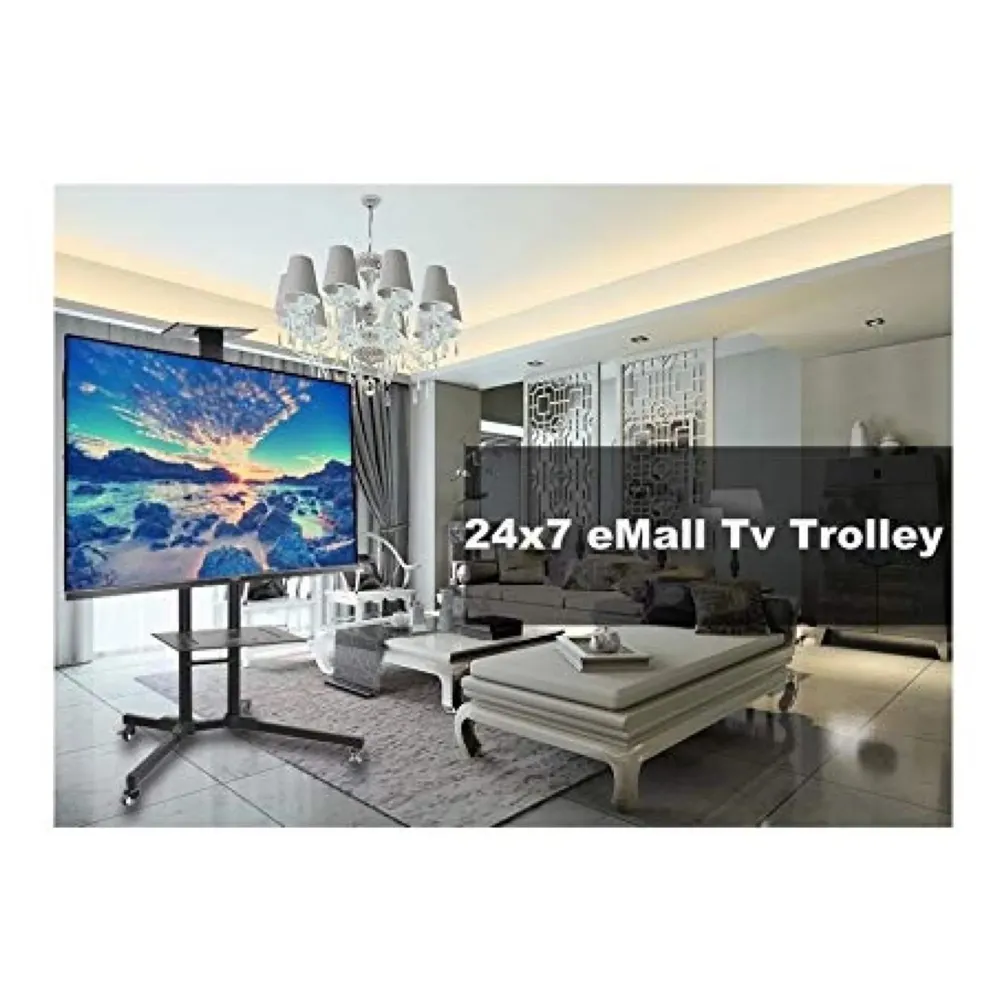 Premium Heavy Duty Full Motion Swivel Floor Stand TV Trolley with Brackets for 32" inch to 75” LED, LCD and Plasma TV for VESA Sizes 100 x 100 Upto 600 x 400 mm (Trolley 1500 2 Shelves) - 8