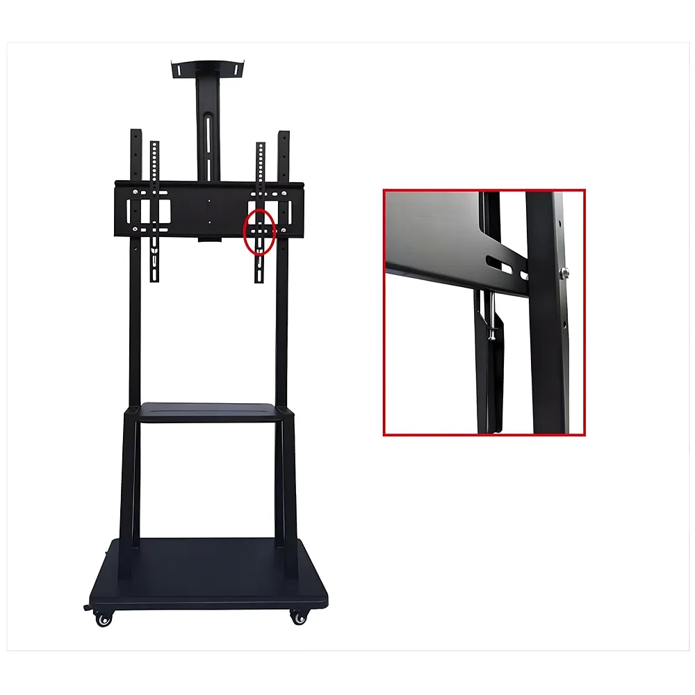 Premium Heavy Duty Full Motion Swivel Floor Stand TV Trolley with Brackets for 32" inch to 75” LED, LCD for VESA Sizes 100 x 100 Upto 600 x 400 mm (Tv Trolley 3 Shelves) (Premium)