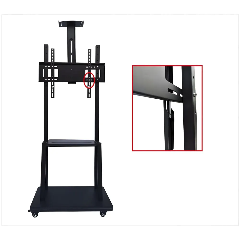 Premium Heavy Duty Full Motion Swivel Floor Stand TV Trolley with Brackets for 32" inch to 75” LED, LCD for VESA Sizes 100 x 100 Upto 600 x 400 mm (Tv Trolley 3 Shelves)